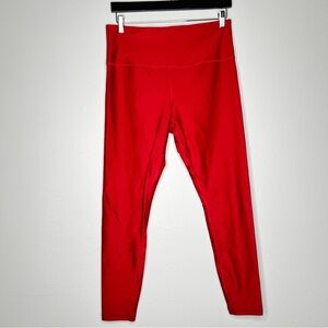 Athleta Elation Sheen Leggings 7/8 Women’s Size Large Red Shiny Disco Elf
